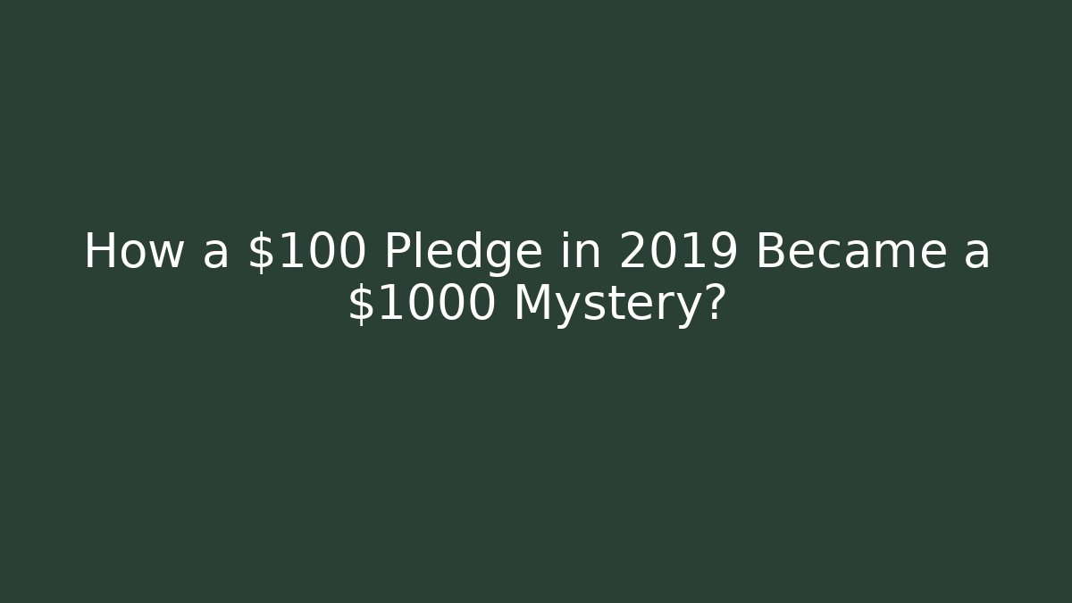 How a $100 Pledge in 2019 Became a $1000 Mystery?