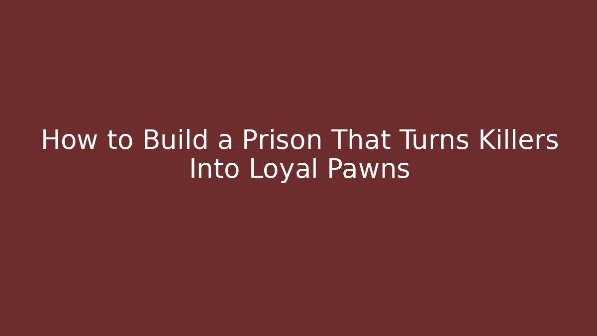 How to Build a Prison That Turns Killers Into Loyal Pawns