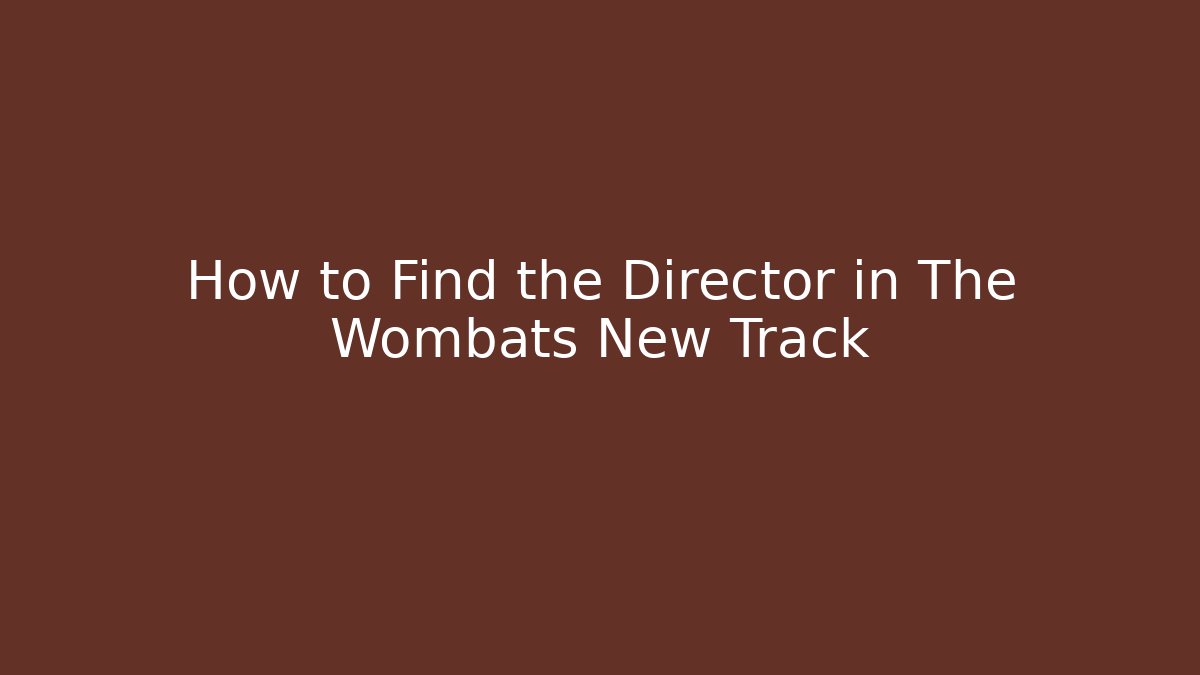 How to Find the Director in The Wombats New Track