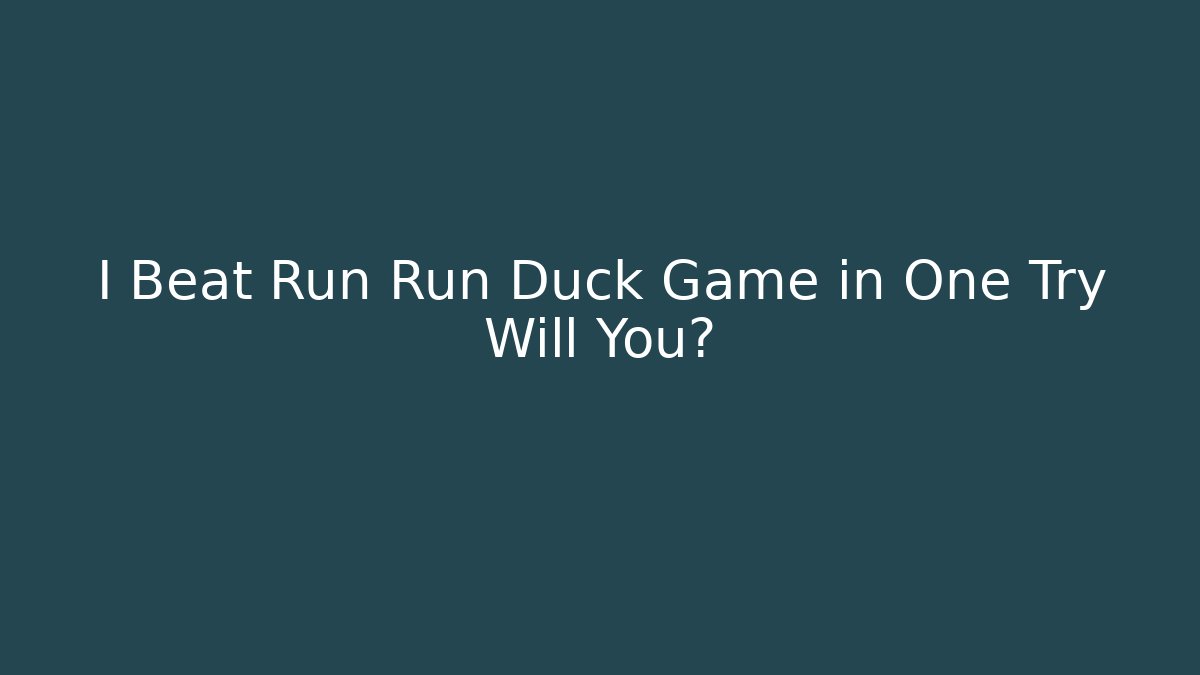 I Beat Run Run Duck Game in One Try Will You?