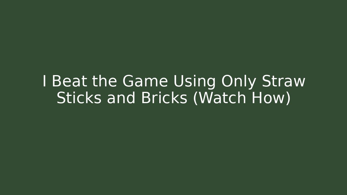 I Beat the Game Using Only Straw Sticks and Bricks (Watch How)