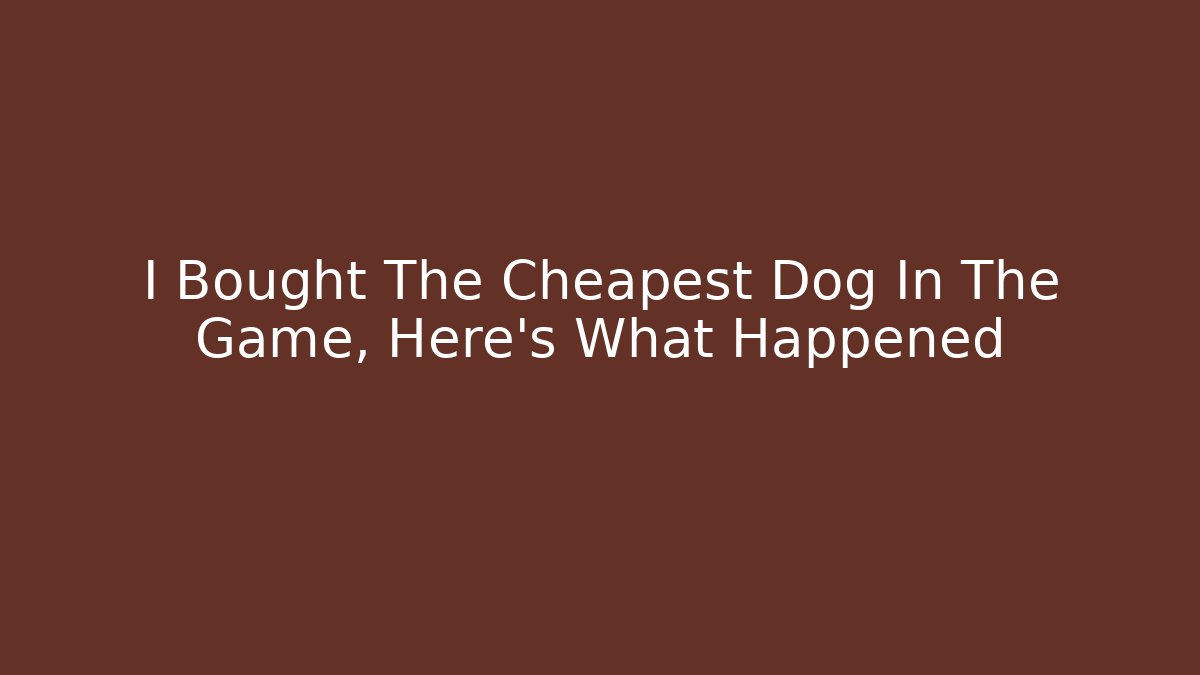 I Bought The Cheapest Dog In The Game, Here's What Happened