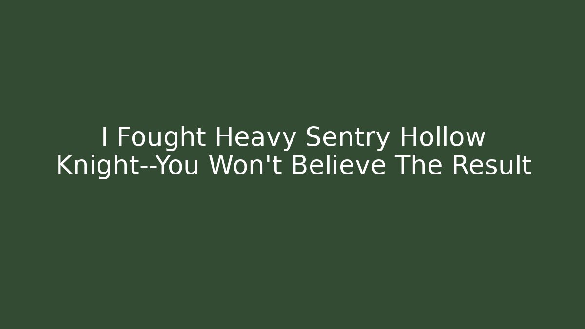 I Fought Heavy Sentry Hollow Knight—You Won't Believe The Result