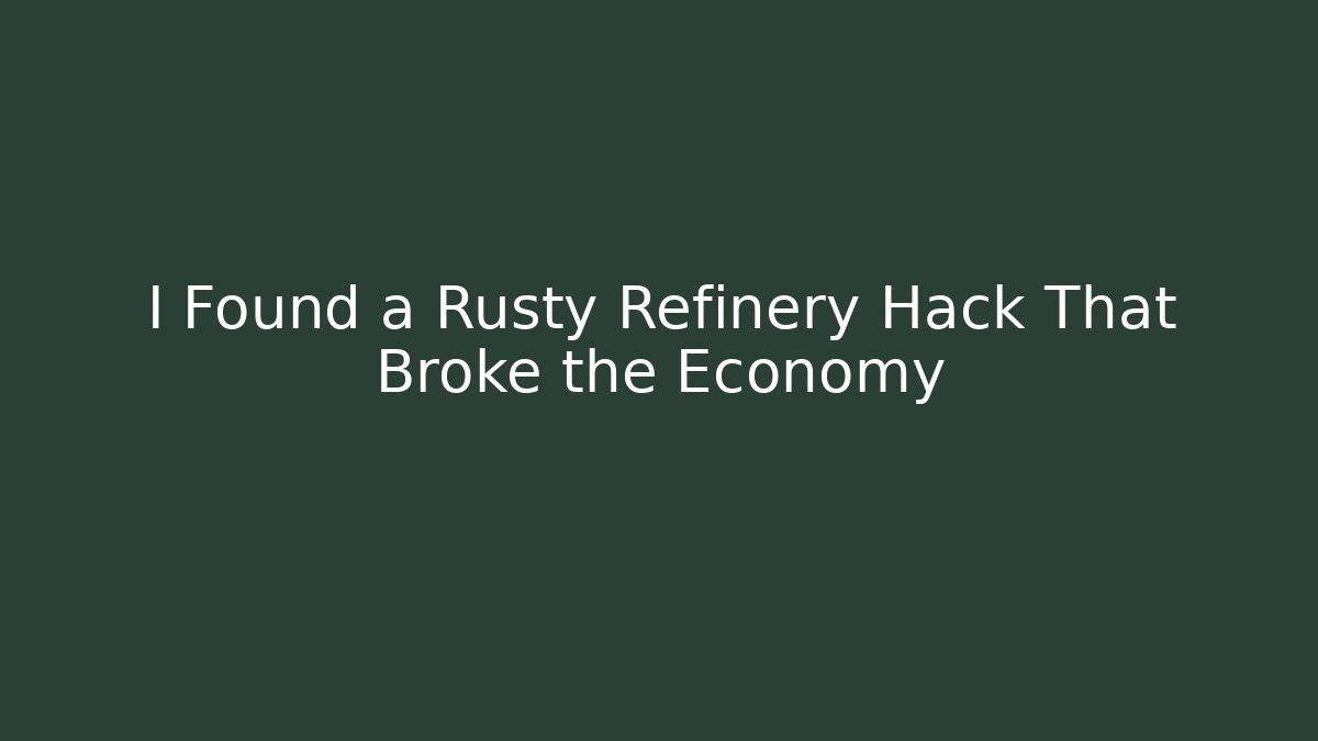 I Found a Rusty Refinery Hack That Broke the Economy