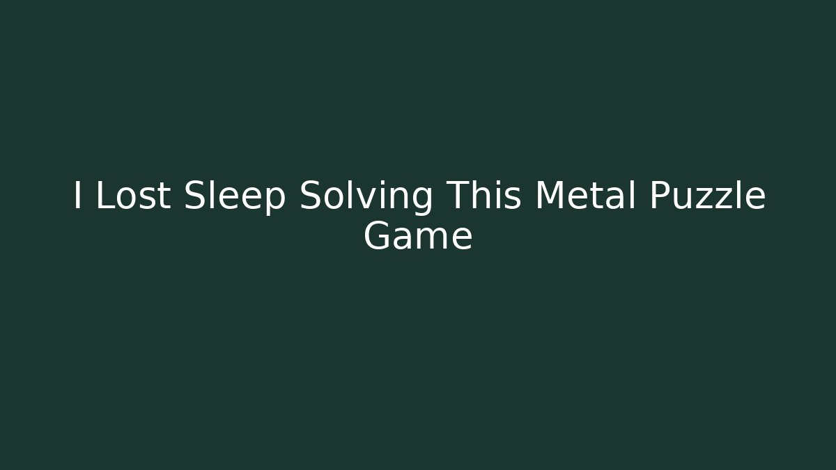 I Lost Sleep Solving This Metal Puzzle Game