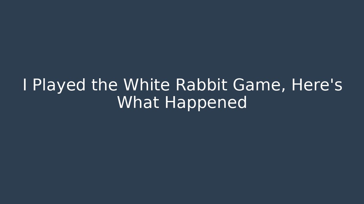 I Played the White Rabbit Game, Here’s What Happened