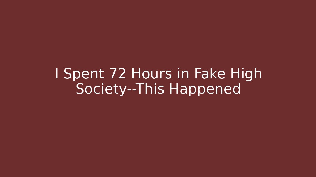 I Spent 72 Hours in Fake High Society—This Happened