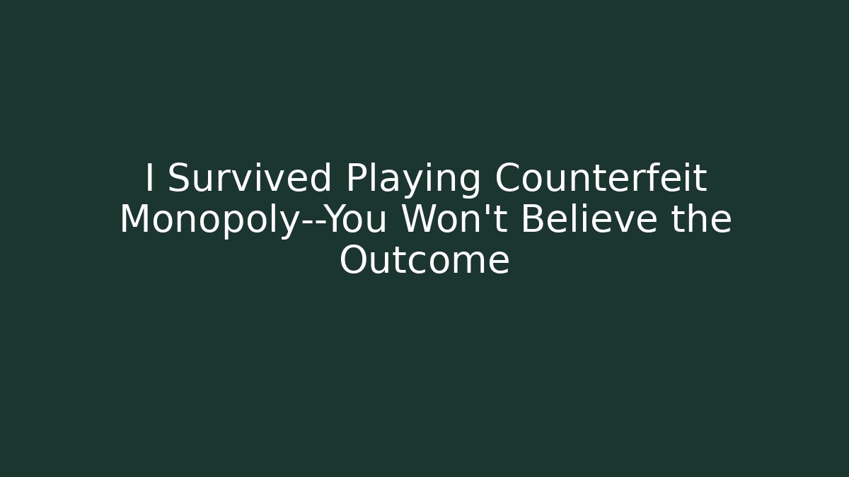 I Survived Playing Counterfeit Monopoly—You Won’t Believe the Outcome