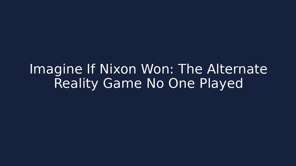 Imagine If Nixon Won: The Alternate Reality Game No One Played