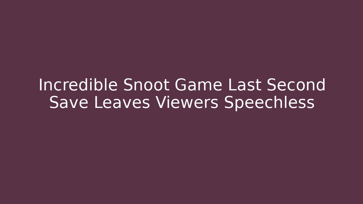 Incredible Snoot Game Last Second Save Leaves Viewers Speechless