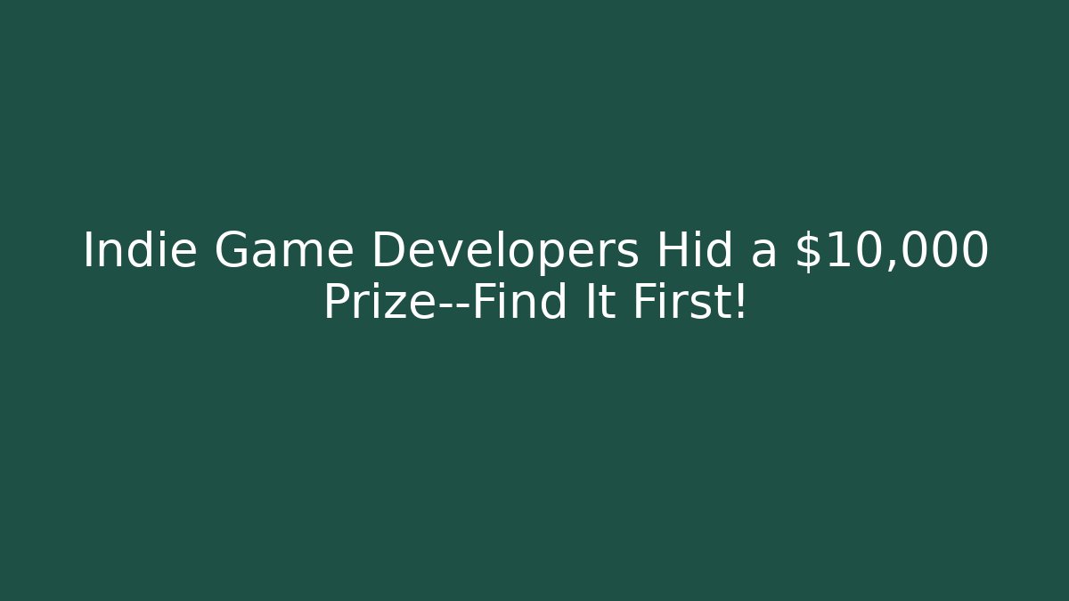 Indie Game Developers Hid a $10,000 Prize—Find It First!