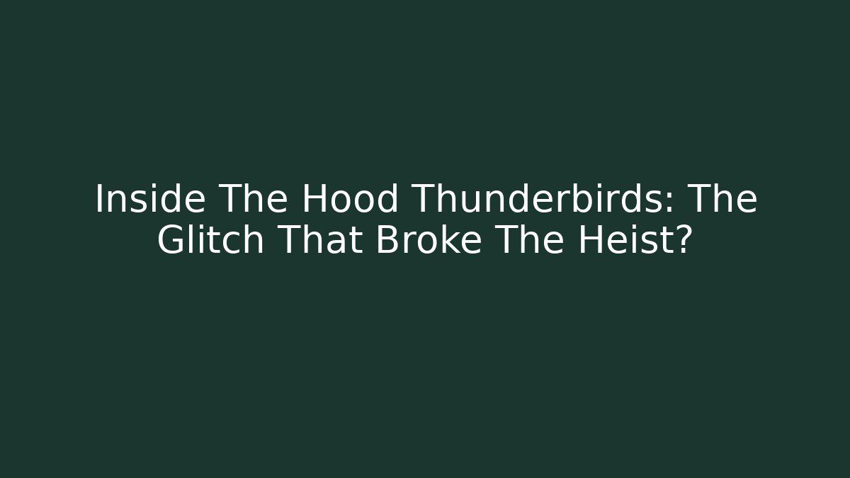 Inside The Hood Thunderbirds: The Glitch That Broke The Heist?