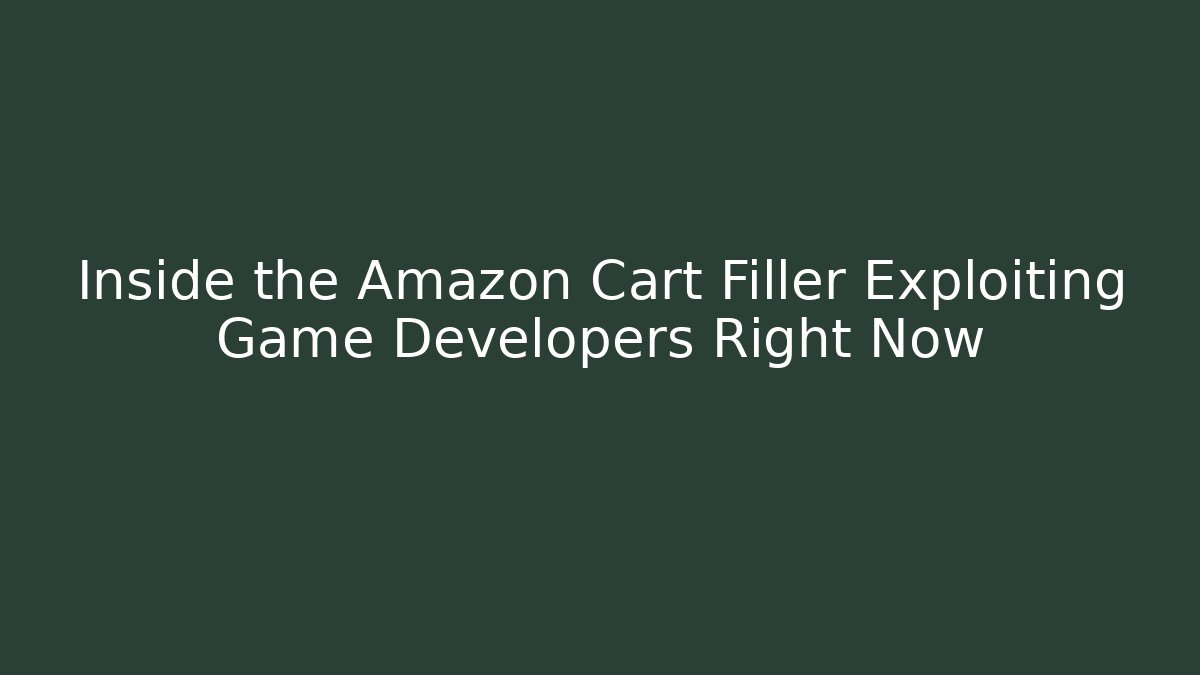 Inside the Amazon Cart Filler Exploiting Game Developers Right Now - Método de Aprovação