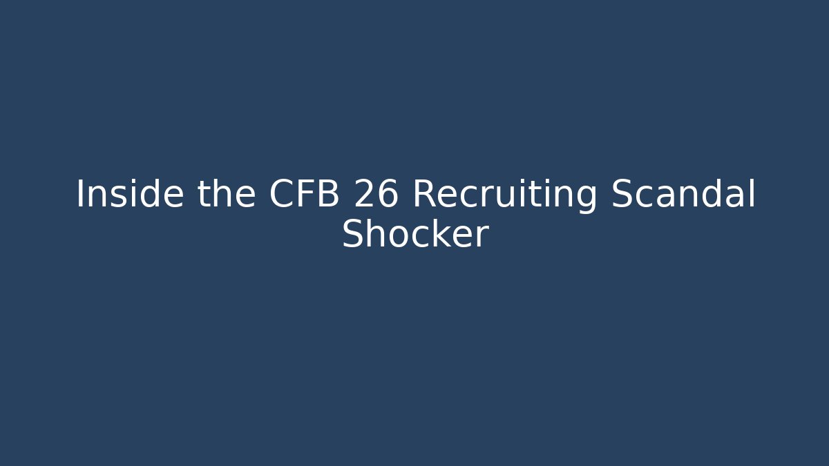 Inside the CFB 26 Recruiting Scandal Shocker - Método de Aprovação