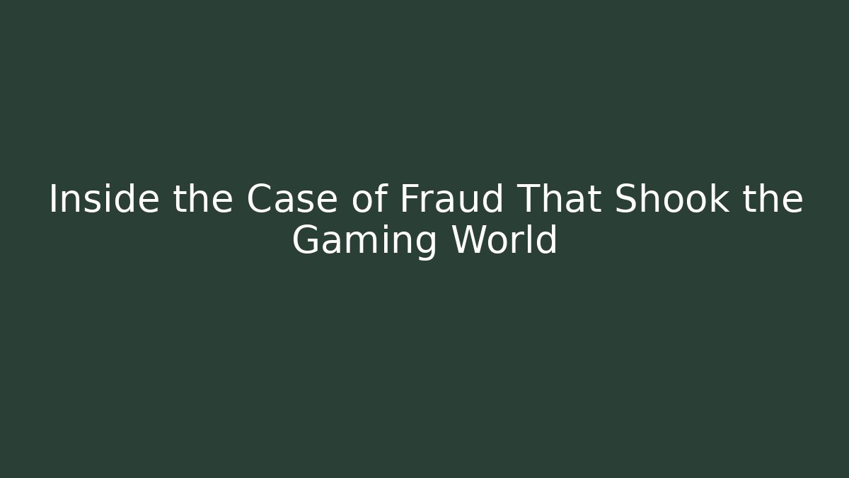 Inside the Case of Fraud That Shook the Gaming World