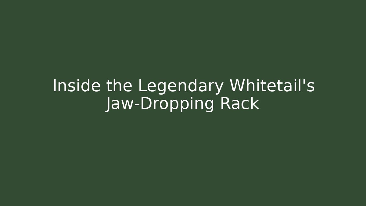 Inside the Legendary Whitetail's Jaw-Dropping Rack - Método de Aprovação