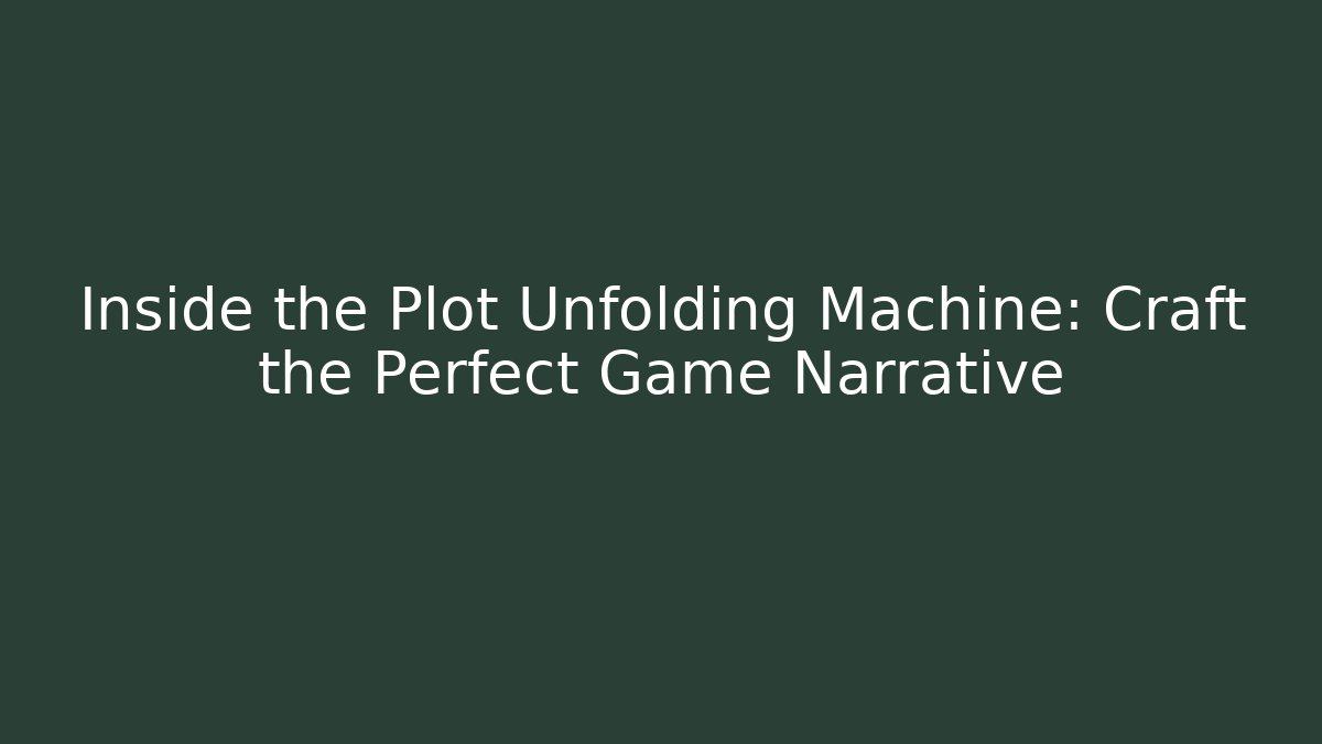Inside the Plot Unfolding Machine: Craft the Perfect Game Narrative
