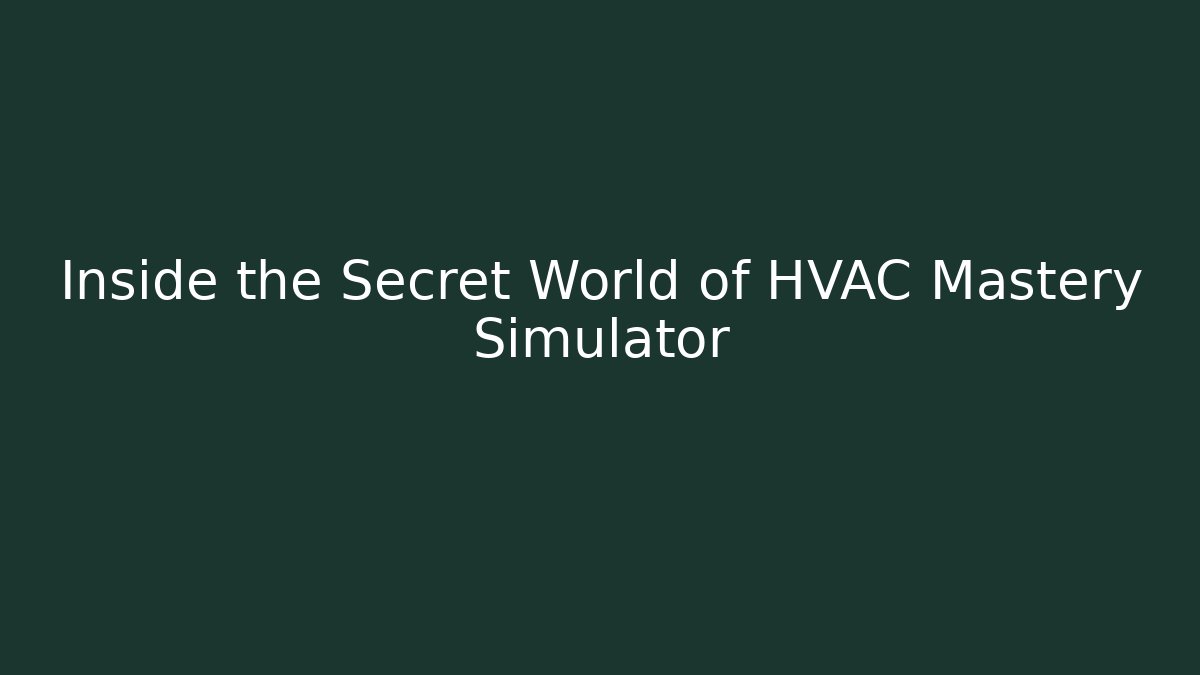 Inside the Secret World of HVAC Mastery Simulator
