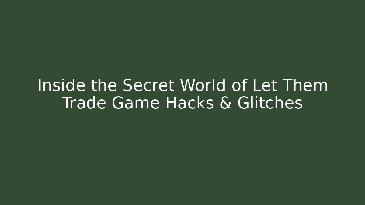 Inside the Secret World of Let Them Trade Game Hacks & Glitches