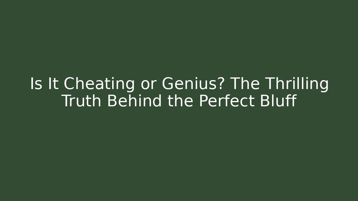 Is It Cheating or Genius? The Thrilling Truth Behind the Perfect Bluff