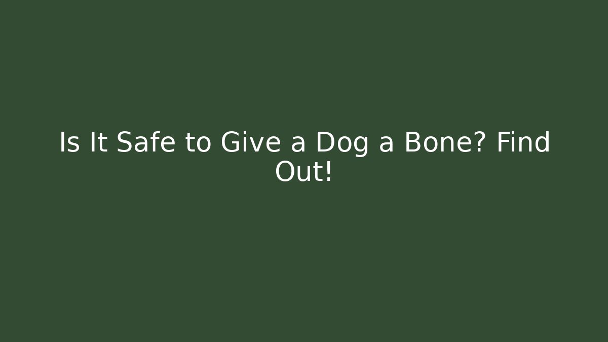 Is It Safe to Give a Dog a Bone? Find Out!