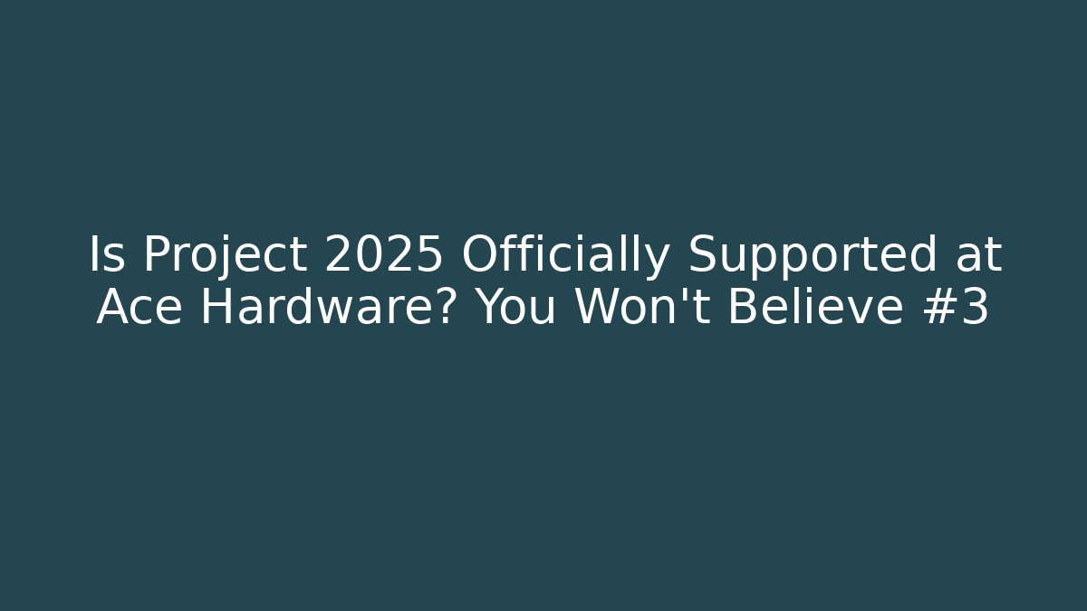 Is Project 2025 Officially Supported at Ace Hardware? You Won't Believe #3