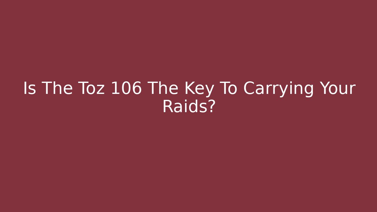 Is The Toz 106 The Key To Carrying Your Raids?