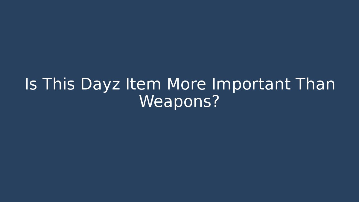 Is This Dayz Item More Important Than Weapons?