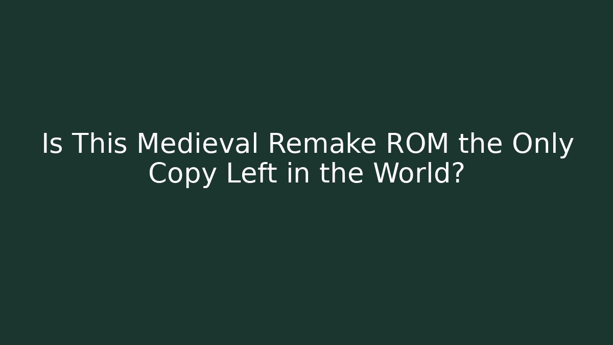 Is This Medieval Remake ROM the Only Copy Left in the World?