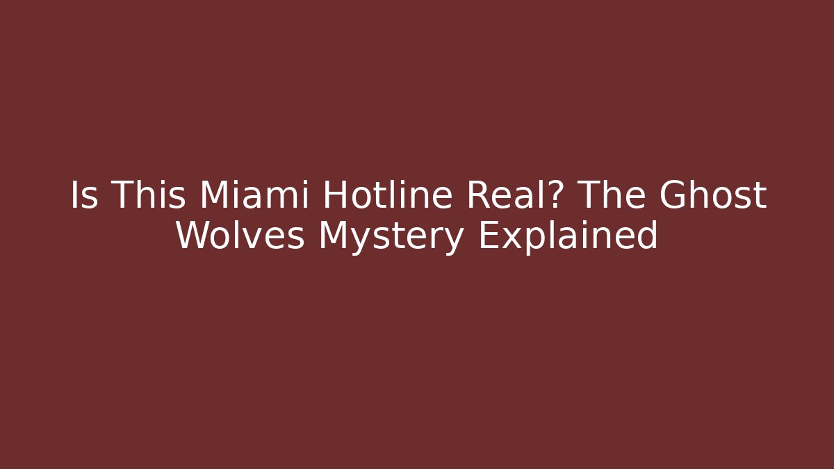 Is This Miami Hotline Real? The Ghost Wolves Mystery Explained