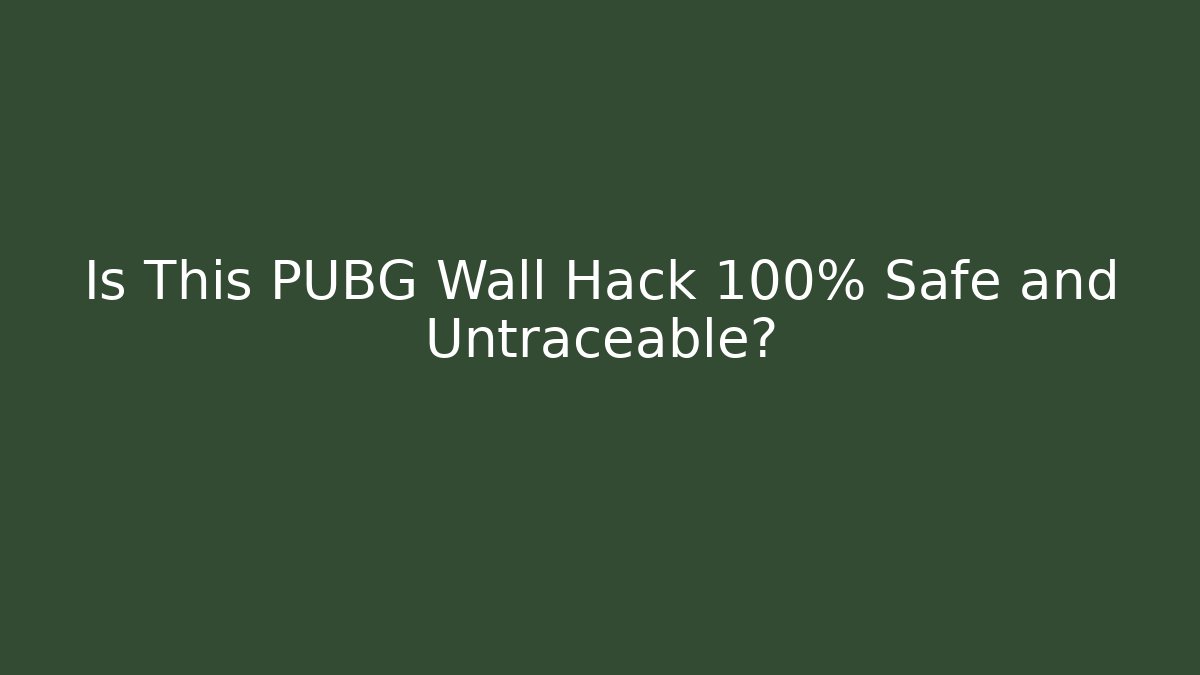 Is This PUBG Wall Hack 100% Safe and Untraceable?