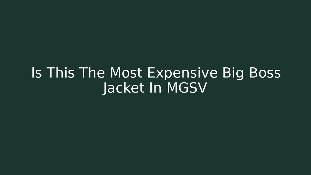 Is This The Most Expensive Big Boss Jacket In MGSV - Método de Aprovação