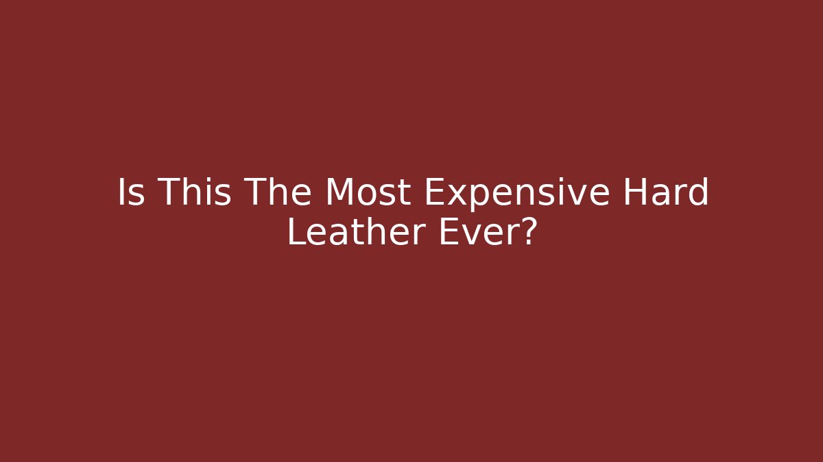 Is This The Most Expensive Hard Leather Ever?