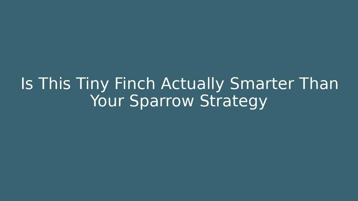 Is This Tiny Finch Actually Smarter Than Your Sparrow Strategy