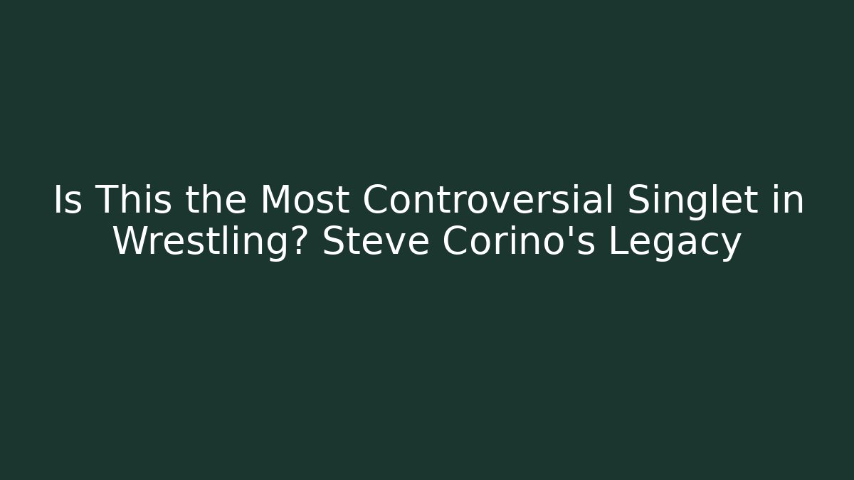 Is This the Most Controversial Singlet in Wrestling? Steve Corino's Legacy