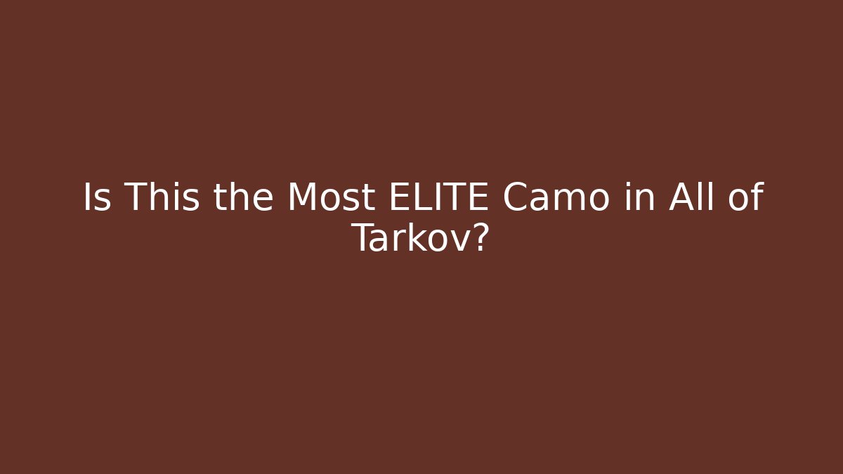 Is This the Most ELITE Camo in All of Tarkov?