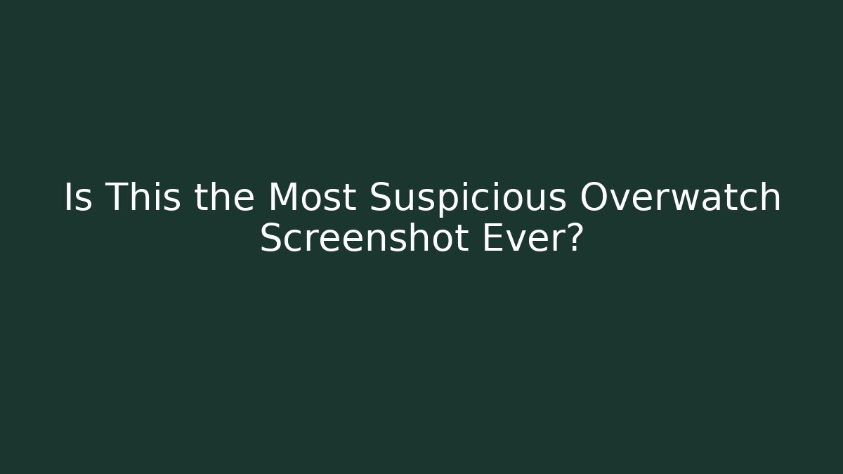 Is This the Most Suspicious Overwatch Screenshot Ever?
