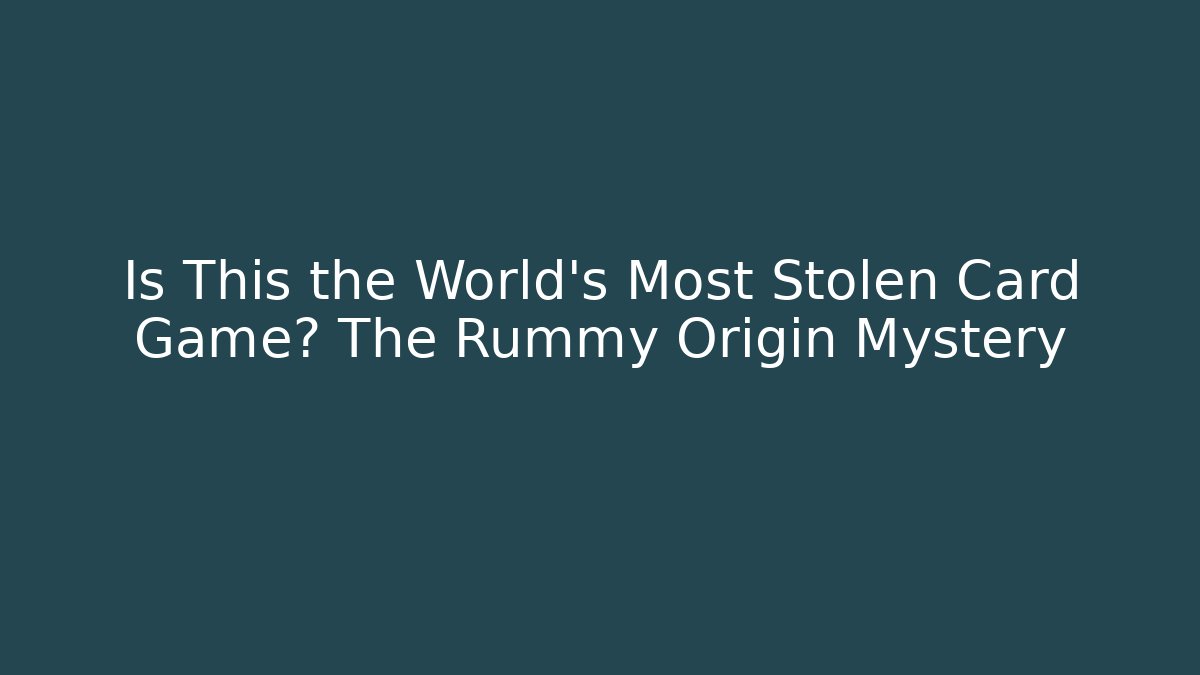 Is This the World's Most Stolen Card Game? The Rummy Origin Mystery