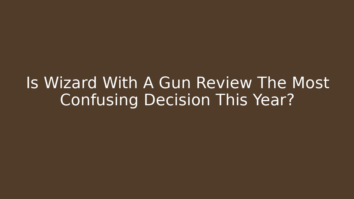 Is Wizard With A Gun Review The Most Confusing Decision This Year? - Método de Aprovação