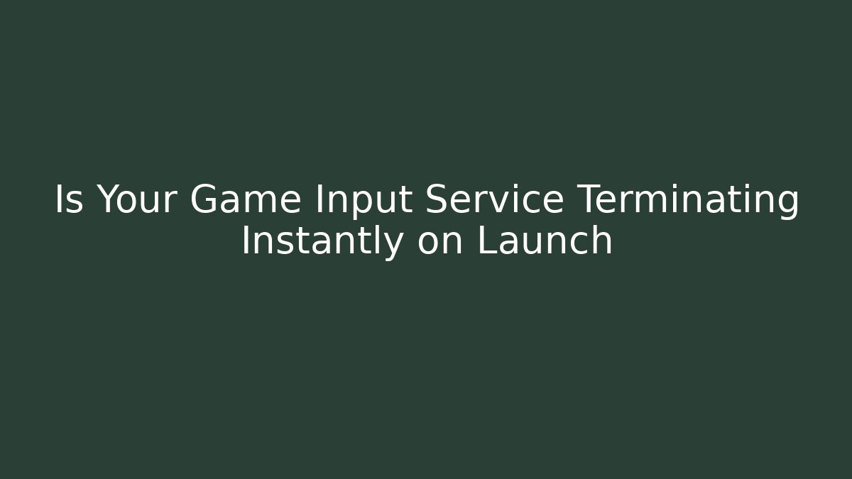 Is Your Game Input Service Terminating Instantly on Launch