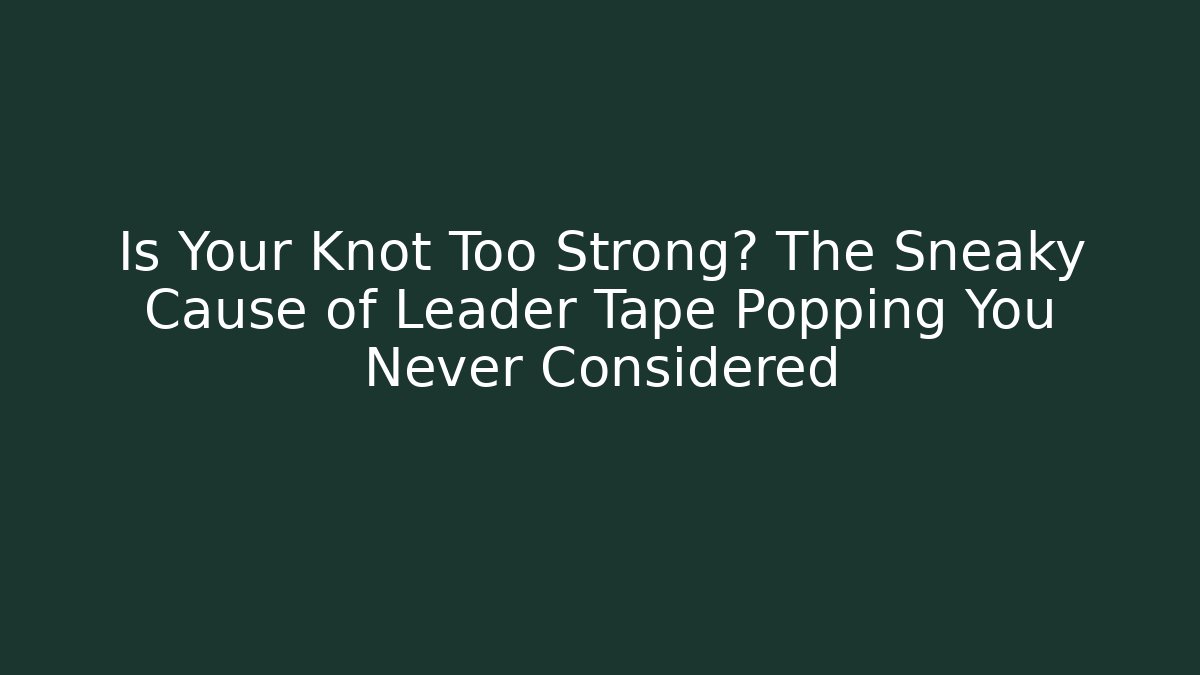Is Your Knot Too Strong? The Sneaky Cause of Leader Tape Popping You Never Considered
