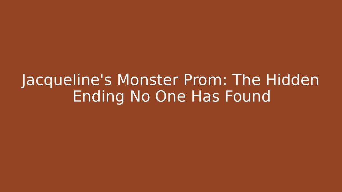 Jacqueline's Monster Prom: The Hidden Ending No One Has Found
