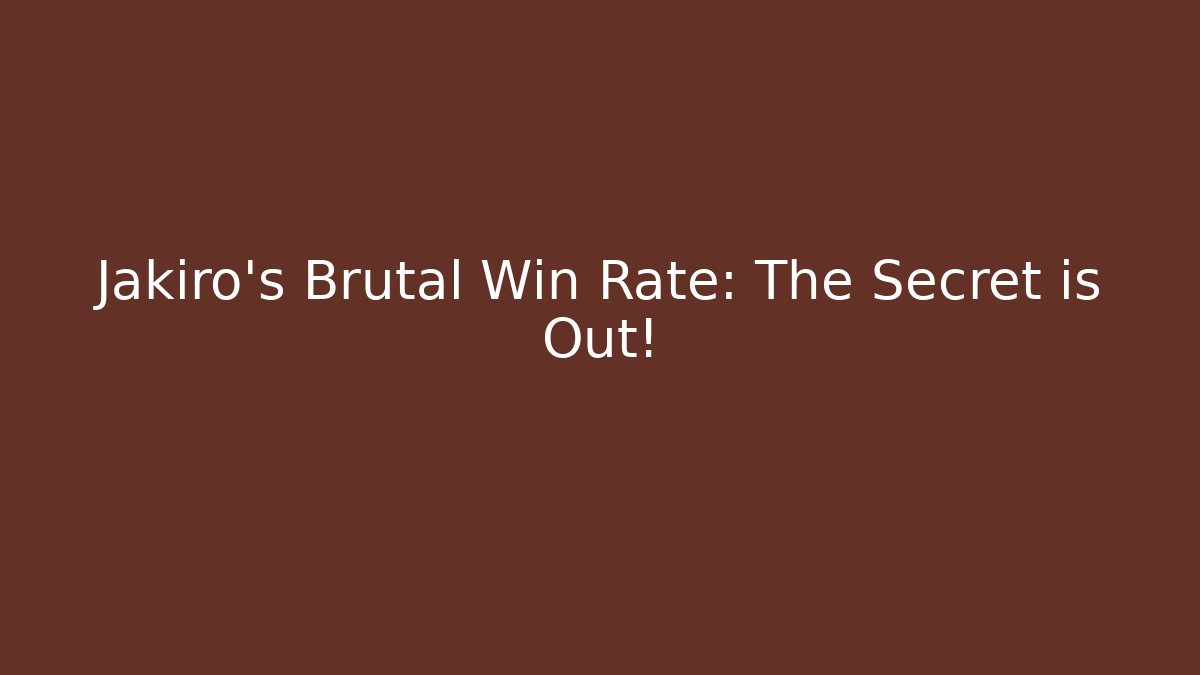 Jakiro's Brutal Win Rate: The Secret is Out!