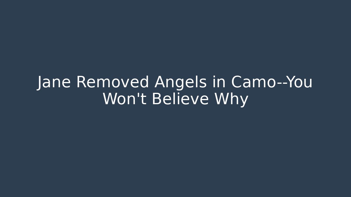 Jane Removed Angels in Camo—You Won't Believe Why