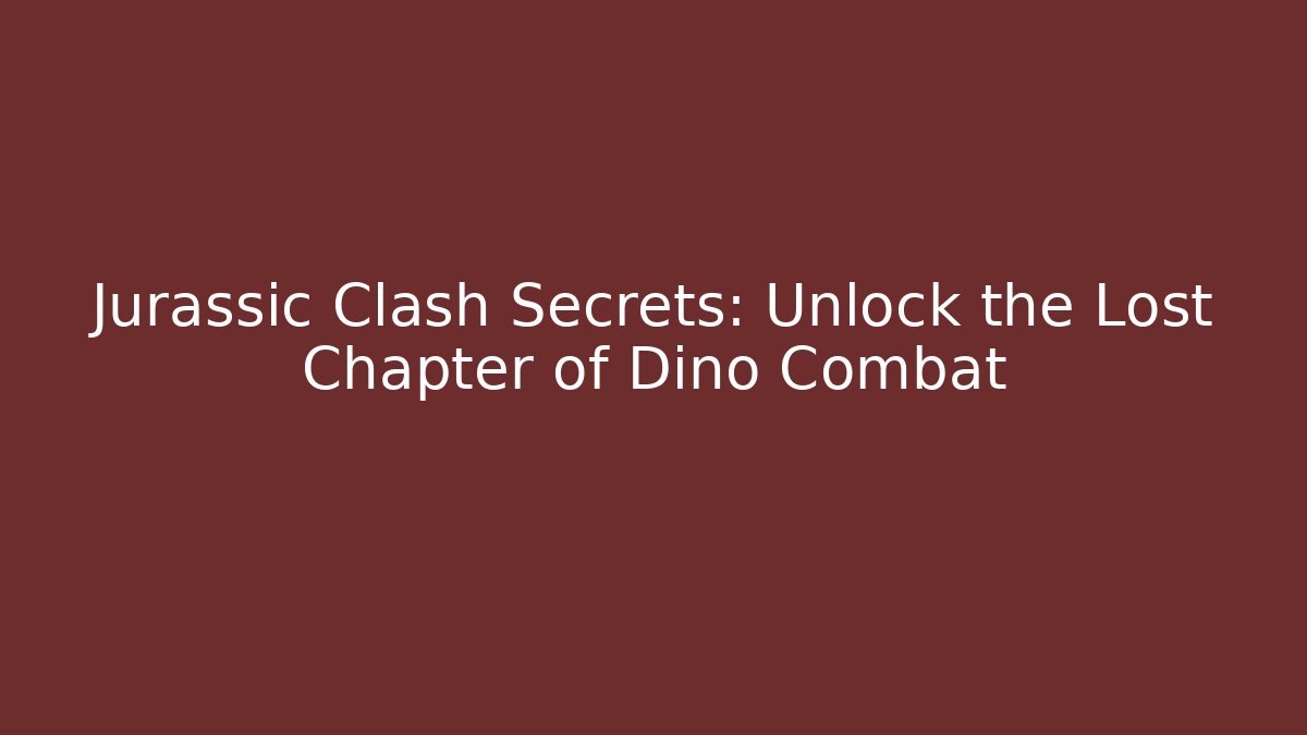 Jurassic Clash Secrets: Unlock the Lost Chapter of Dino Combat