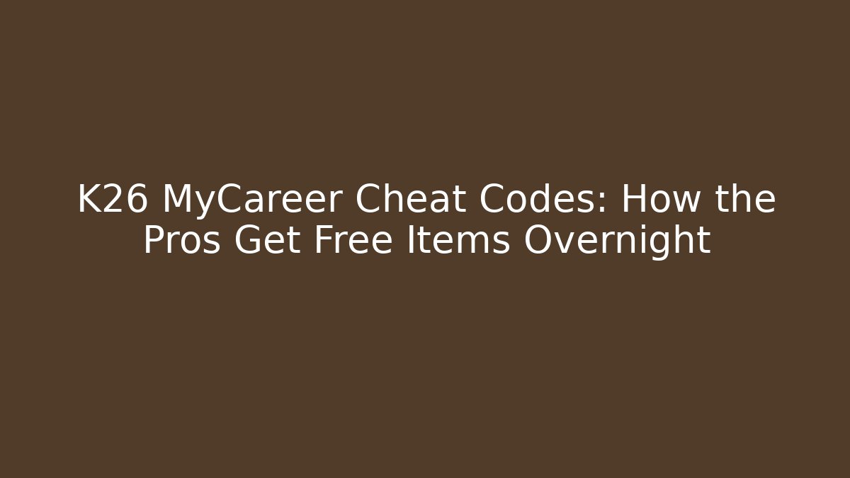 K26 MyCareer Cheat Codes: How the Pros Get Free Items Overnight - Método de Aprovação
