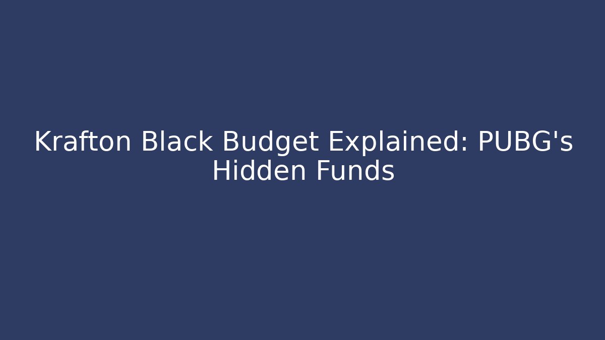 Krafton Black Budget Explained: PUBG's Hidden Funds