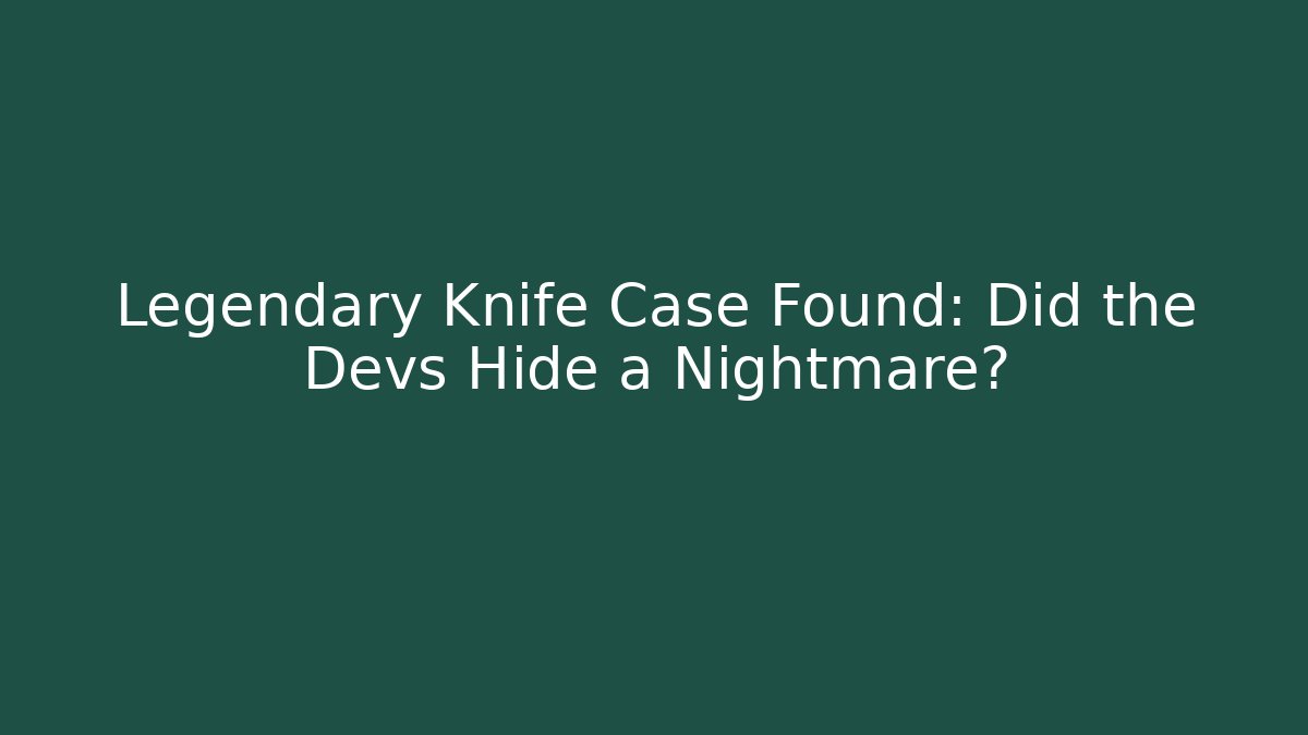 Legendary Knife Case Found: Did the Devs Hide a Nightmare? - Método de Aprovação