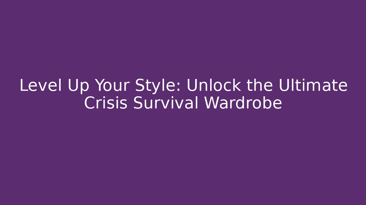 Level Up Your Style: Unlock the Ultimate Crisis Survival Wardrobe - Método de Aprovação