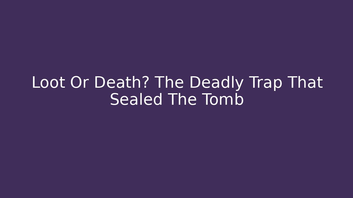 Loot Or Death? The Deadly Trap That Sealed The Tomb